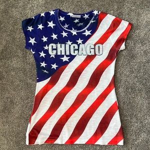 Chicago American Flag T Shirt
